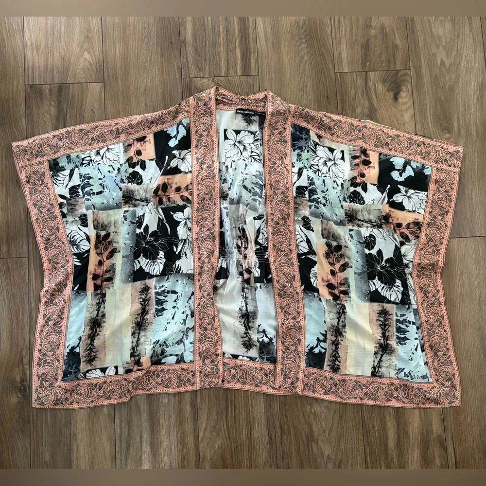 Tolani Boho Floral Open Front Kimono Top Size 2X - Picture 6 of 12